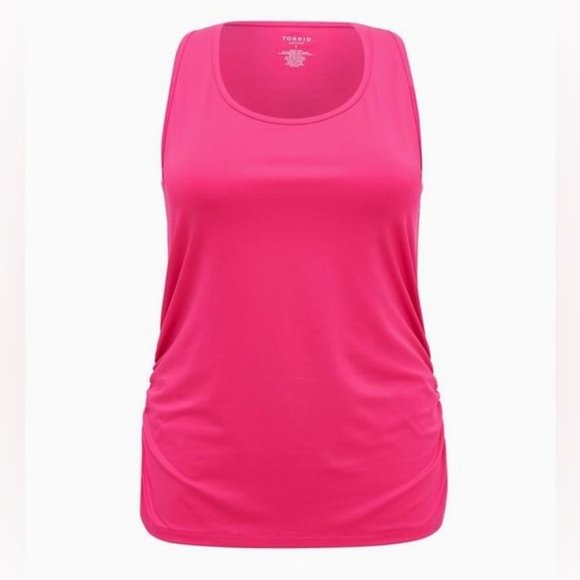 Women’s Torrid Hot Pink Performance Cotton Ruched Scoop Neck Active Tank 1 1X - Picture 12 of 12